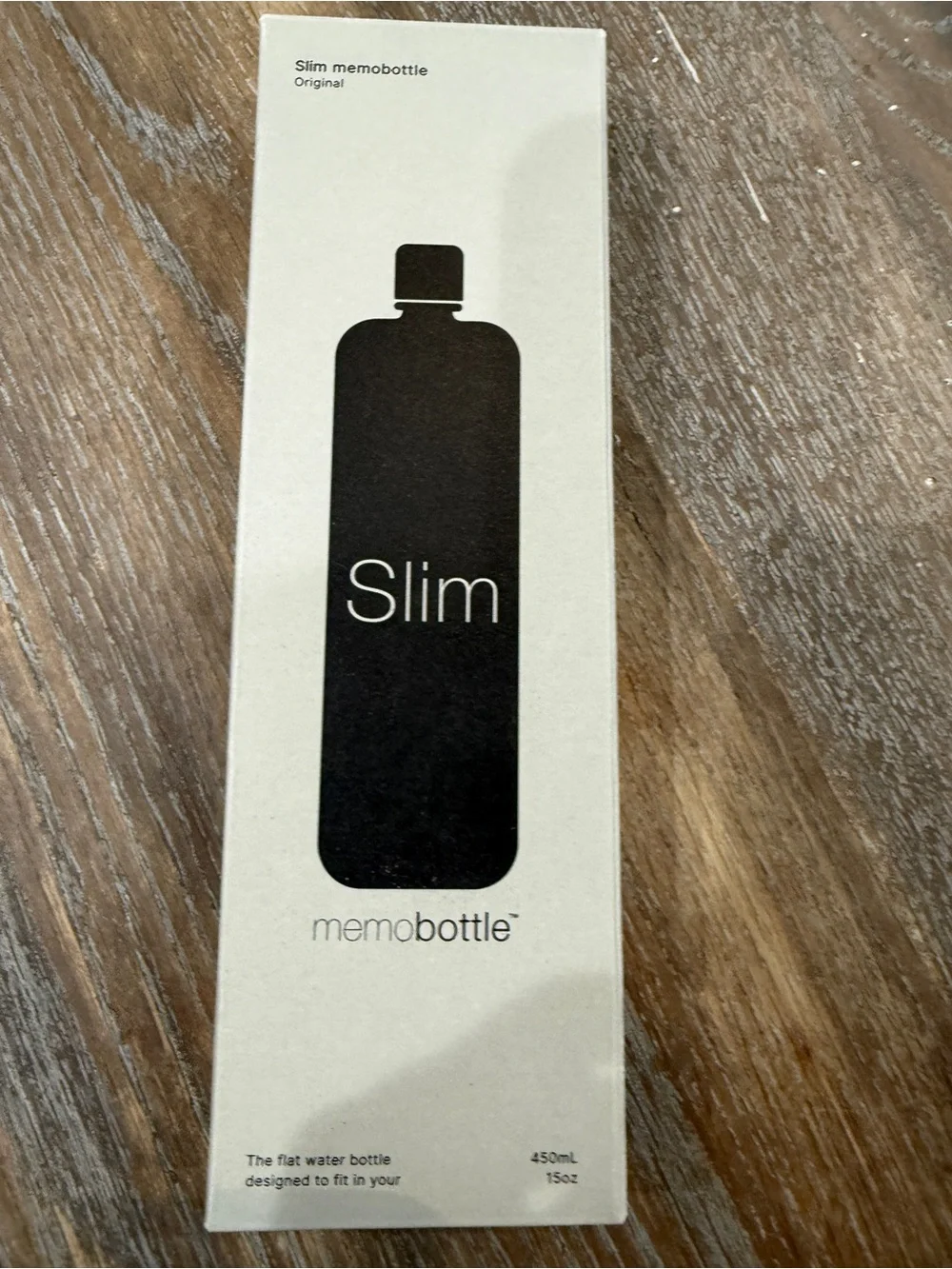 NIB Memobottle Original Slim Flat Water Bottle - 15 ounces